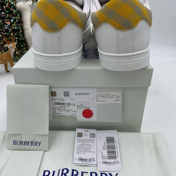 Men’s Burberry leather check trainer sneakers size size 44.5 made in Italy - Picture 3 of 6